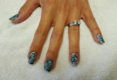 Marble Nails With Rhinestones